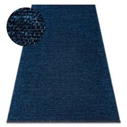 Carpet FLORENCE 24021 One-colour, glamour, flat woven, fringes - navy blue