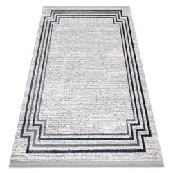 Modern carpet TULS structural, fringe 51242 Frame ivory / blue