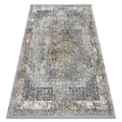 Modern carpet TULS structural, fringe 51323 Vintage, frame rosette ivory / grey 