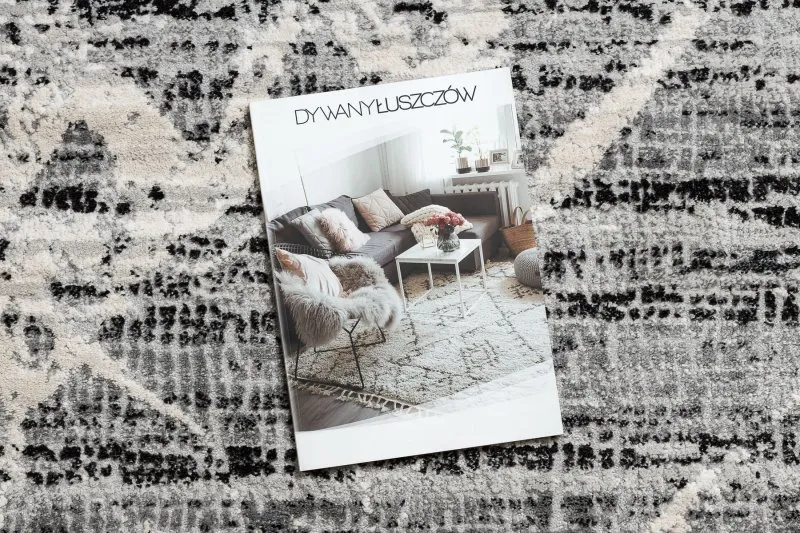 Dywan TULS nowoczesny, strukturalny, frędzle 51322 Marmur szary / kość słoniowa