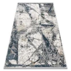 Modern carpet TULS structural, fringe 51326 Geometric, mosaic ivory / blue