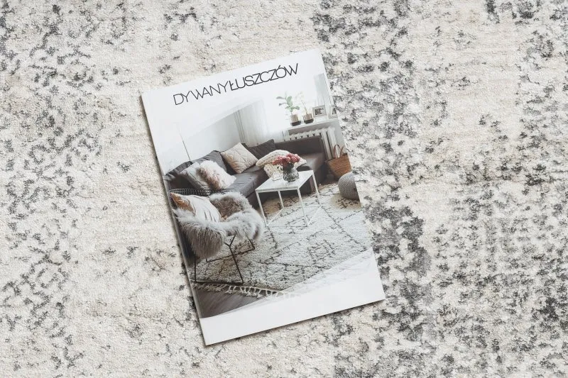 Dywan TULS nowoczesny, strukturalny, frędzle 51324 Vintage, przecierany, Ramka kość słoniowa / szary 