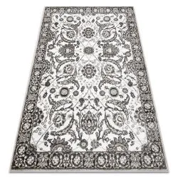 Carpet MATEO 8037/944 Modern frame, flowers - structural grey / beige