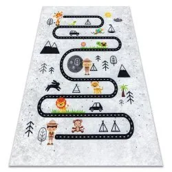JUNIOR 51490.802 washing carpet Animals, streets for children anti-slip - grey