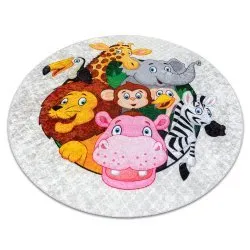 JUNIOR 51595.801 circle washing carpet Animals, Africa for children anti-slip - grey