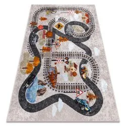 JUNIOR 51986.803 washing carpet Train tracks, locomotive for children anti-slip - grey