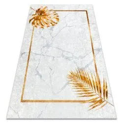 MIRO 51518.806 washing carpet Leaves, frame anti-slip - grey / gold