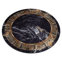 MIRO 51199.806 circle washing carpet Marble, greek anti-slip - black / gold