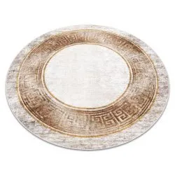MIRO 51236.807 circle washing carpet Marble, greek anti-slip - beige / gold