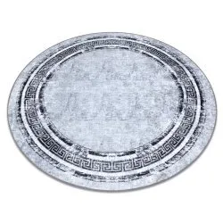MIRO 51254.802 circle washing carpet Marble, greek anti-slip - grey / black