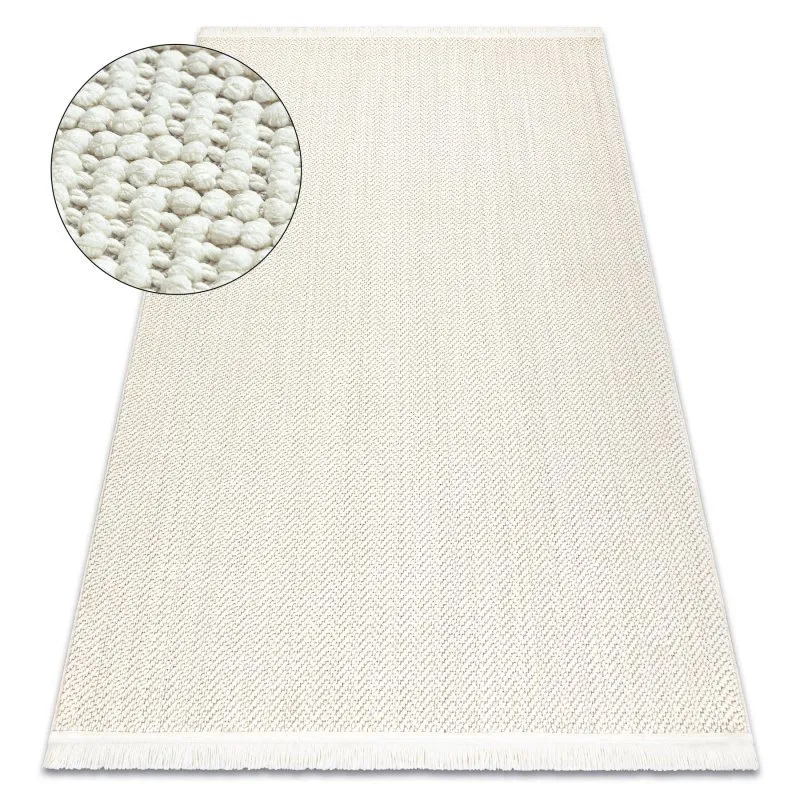 Dywan NANO FJ86B Jodełka, chevron, płasko tkany biały