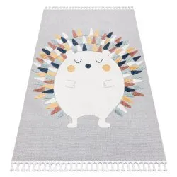 Carpet YOYO GD73 grey / white - Hedgehog for children, structural, sensory Fringes