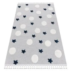 Carpet YOYO GD75 grey / white - Stars, circles for children, structural, sensory Fringes