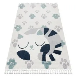 Carpet YOYO GD59 white / grey - Kitten for children, structural, sensory Fringes