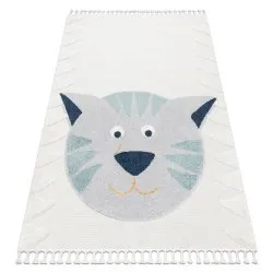 Carpet YOYO GD80 white / grey - Tiger for children, structural, sensory Fringes