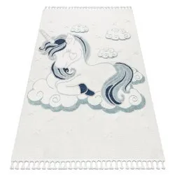 Carpet YOYO GD49 white / grey - Unicorn for children, structural, sensory Fringes