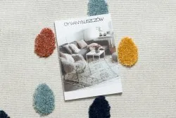 Dywan YOYO GD63 biały / granatowy - Chmurka, krople dla dzieci, strukturalny, sensoryczny Frędzle