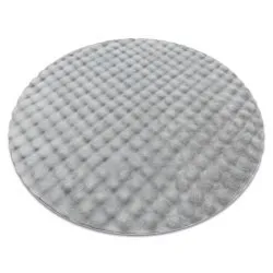 Carpet BUBBLE circle silver 21 IMITATION OF RABBIT FUR 3D structural