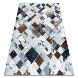 Carpet PATCHWORK 21720 beige / brown - Cowhide, Diamonds