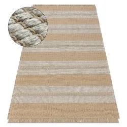 Carpet JUTE 3734 beige / grey stripes - jute, flat-woven, fringes