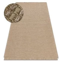 Carpet JUTE 3652 dark beige one colour - jute, flat-woven, fringes