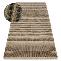 Carpet JUTE 3652 black / beige lines - jute, flat-woven, fringes