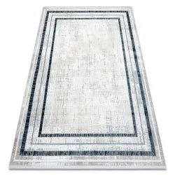 Modern carpet DUKE 51523 cream / blue - Frame, structured, very soft, fringes