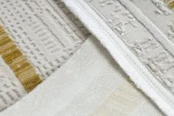 Dywan DUKE 51523 krem / złoty - Ramka, strukturalny, bardzo miękki, frędzle 