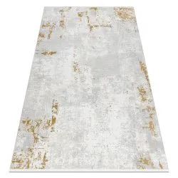 Modern carpet DUKE 51378 cream / gold - Concrete, stone structured, very soft, fringes