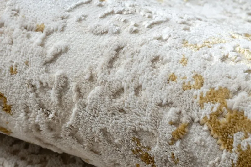 Dywan DUKE 51546 krem / złoty - Vintage, strukturalny, bardzo miękki, frędzle