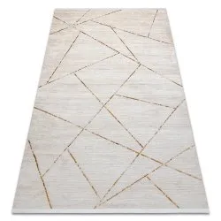 Modern carpet DUKE 51557 cream / gold - Geometric, structured, very soft, fringes