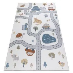 Carpet BONO 8283 Street, animals cream / light grey