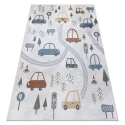 Carpet BONO 8436 Cars, street cream / light grey