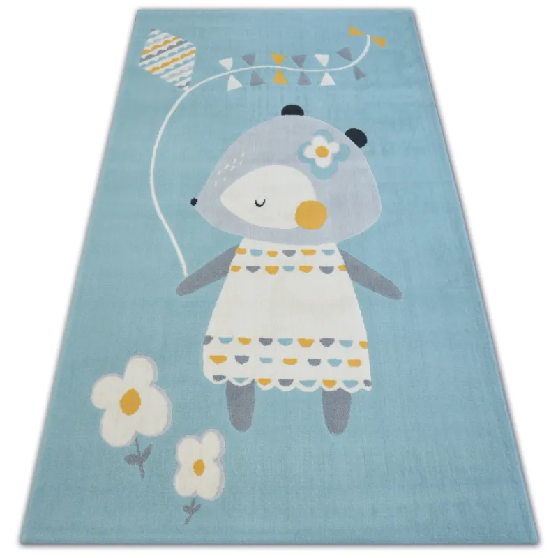 Blue rug featuring a mouse design, modern carpet for kids' rooms