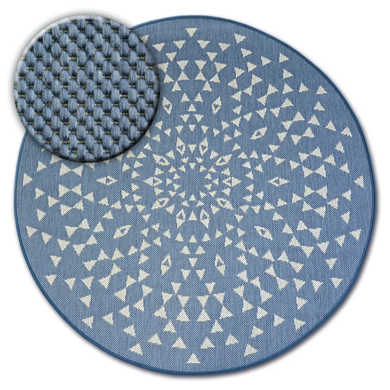 Round Sisal Rope Rug FLAT 120cm Blue