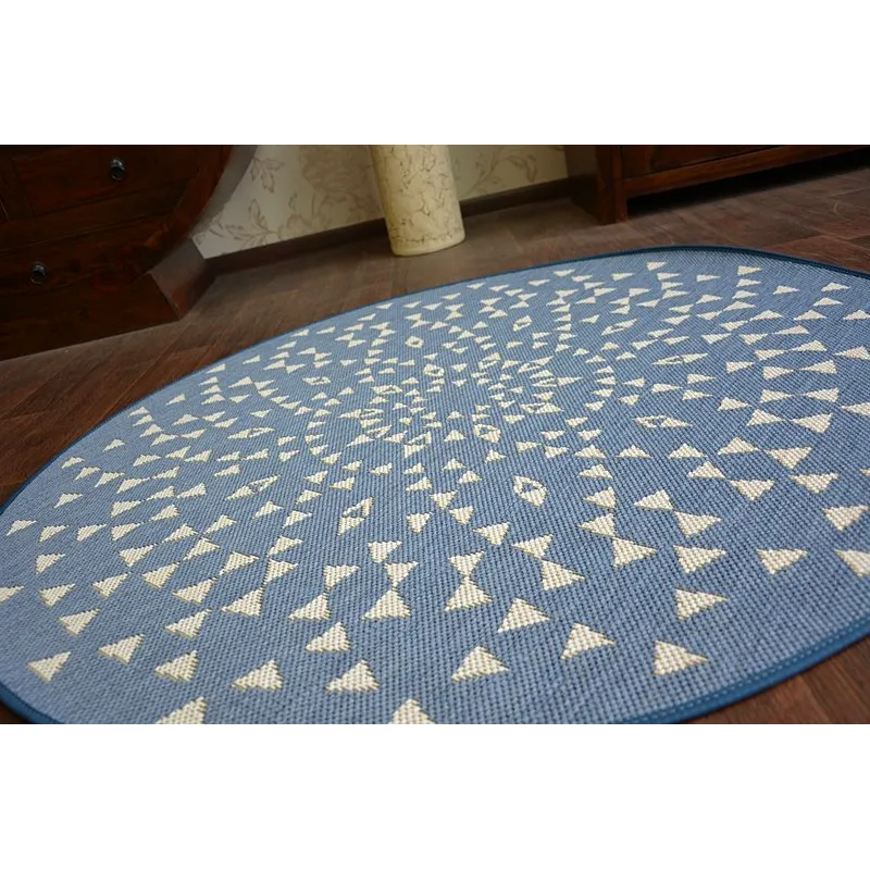Round Sisal Rope Rug FLAT 120cm Blue