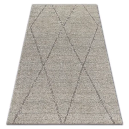 Ethnic rhombus rug in cream and brown, modern carpet for living room