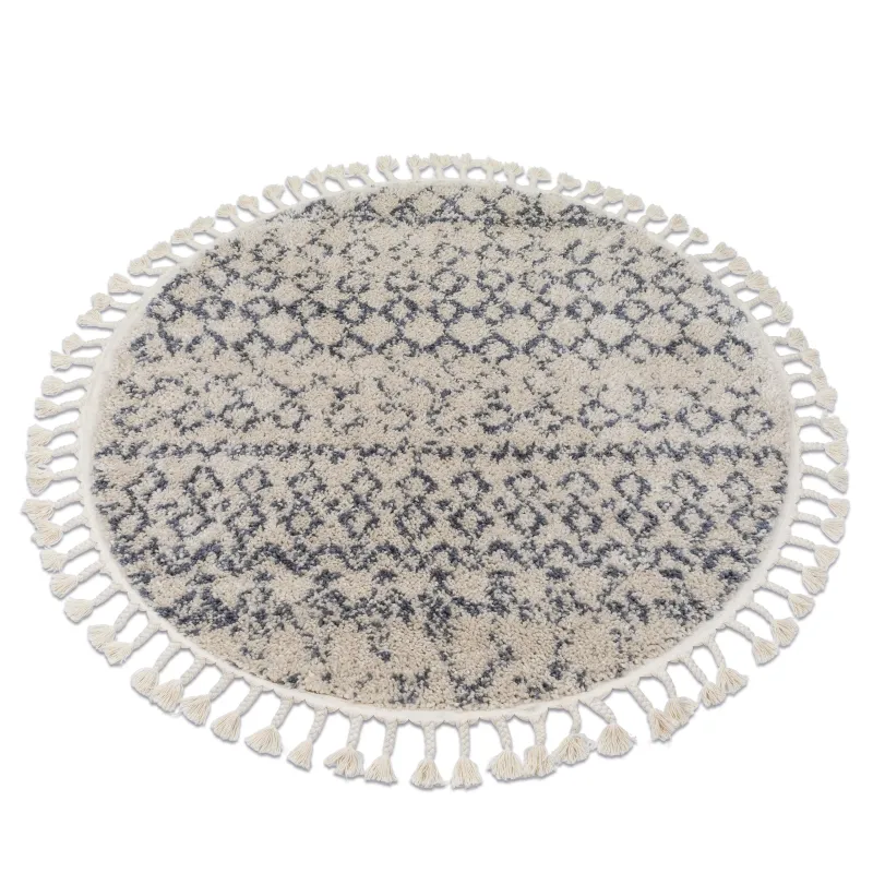 Berber Agadir Round Cream Rug 120cm