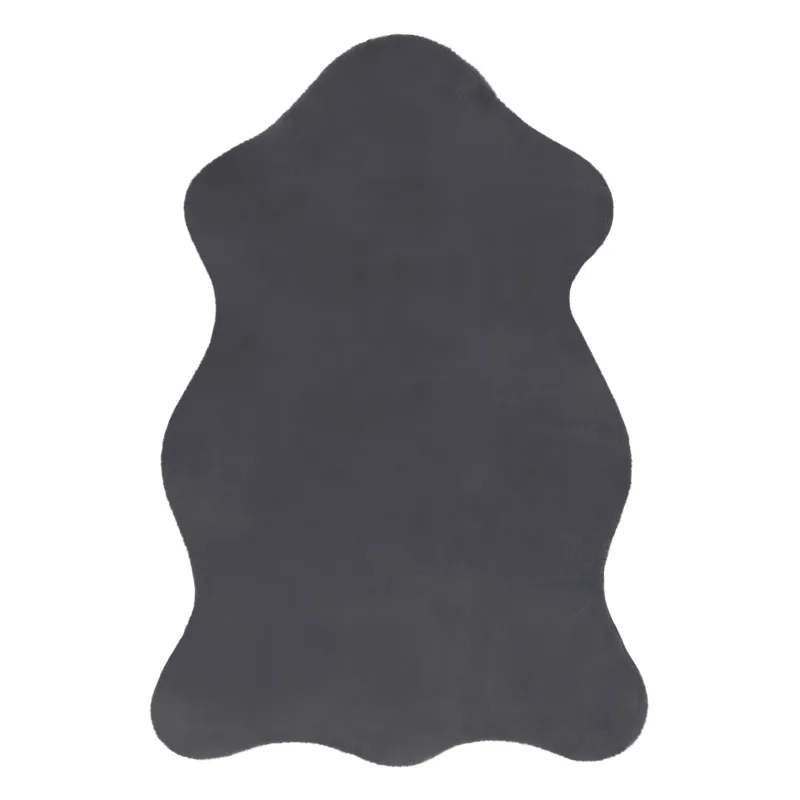 Grey rabbit fur imitation rug, modern carpet for stylish interiors