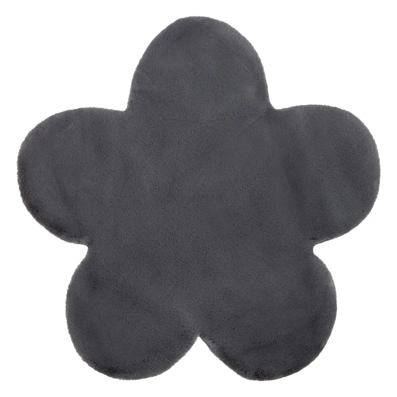 NEW DOLLY Flower Rug in grey, rabbit fur imitation, modern style
