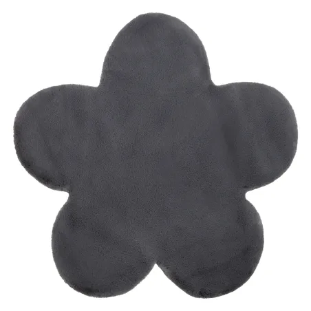 NEW DOLLY Flower Rug in grey, rabbit fur imitation, modern style