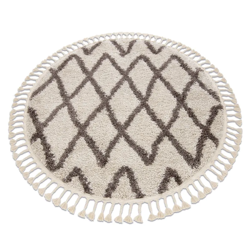 BERBER BENI Round Cream Shaggy Rug