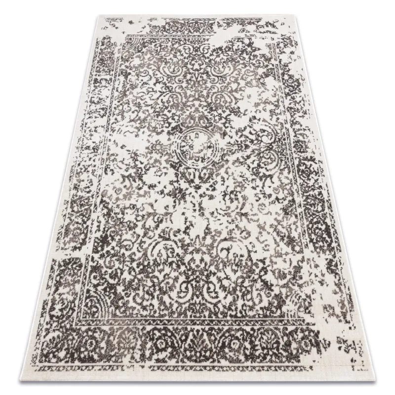 Beige vintage rug with classic rosette design, perfect for living rooms