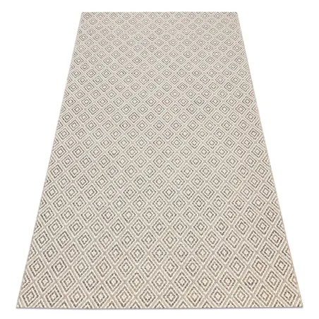 Beige diamond patterned sisal rug, perfect for living room decor