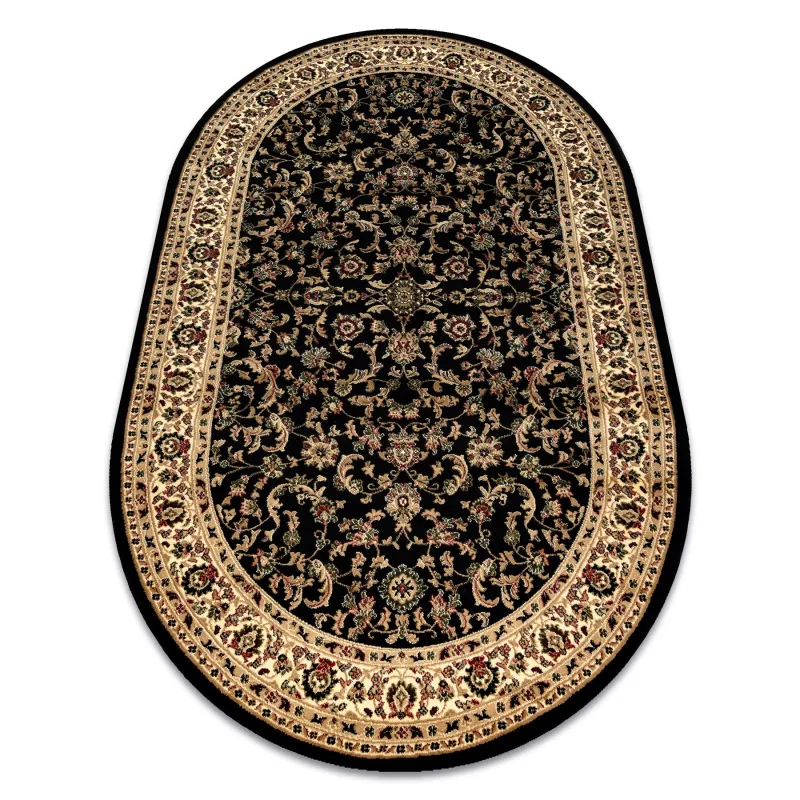ROYAL ADR Black oval polypropylene rug, classic design
