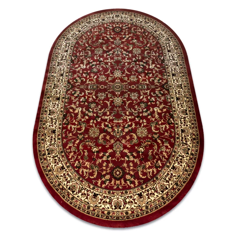ROYAL ADR oval rug in burgundy, classic carpet for living room