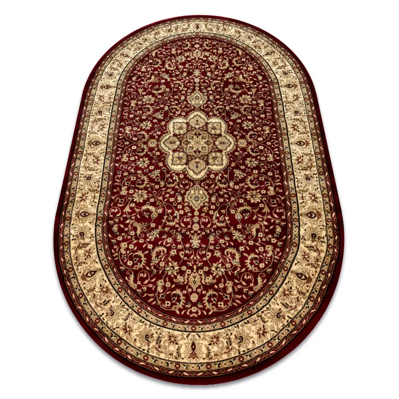 ROYAL ADR Burgundy oval rug, classic carpet for living room decor