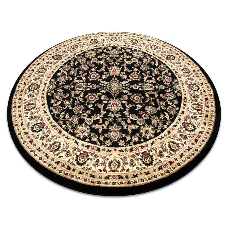 ROYAL ADR Round Rug 120cm in black polypropylene, classic design