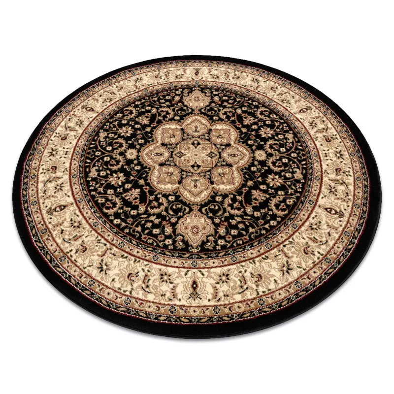 ROYAL ADR Round Rug 120cm Black, classic carpet for home decor