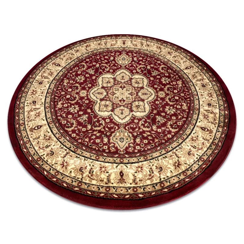 ROYAL ADR Round Rug in burgundy, classic carpet for living room